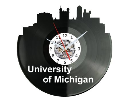 University of Michigan Vinyl Zegar Ścienny Płyta Winylowa Nowoczesny Dekoracyjny Na Prezent Urodziny