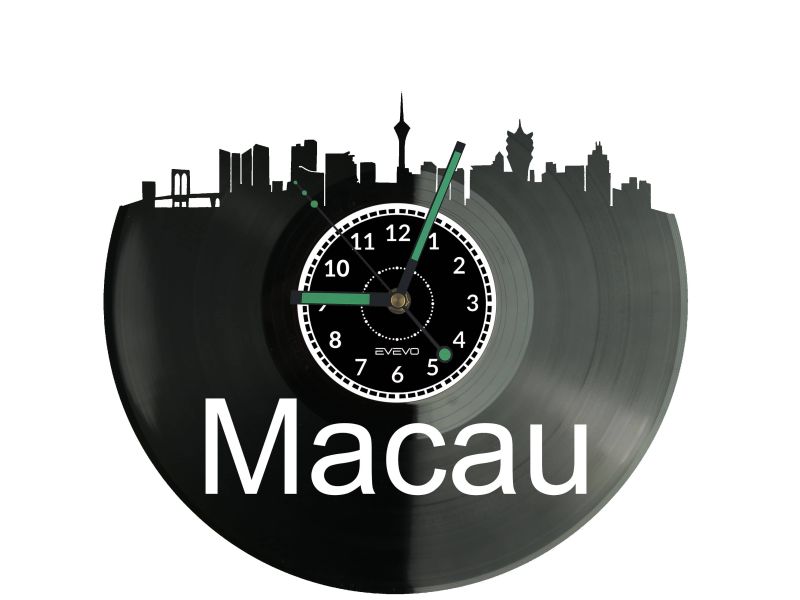 Macau Vinyl Zegar Ścienny Płyta Winylowa Nowoczesny Dekoracyjny Na Prezent Urodziny