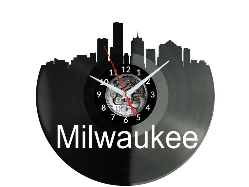 Milwaukee Vinyl Zegar Ścienny Płyta Winylowa Nowoczesny Dekoracyjny Na Prezent Urodziny