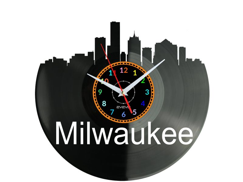 Milwaukee Vinyl Zegar Ścienny Płyta Winylowa Nowoczesny Dekoracyjny Na Prezent Urodziny