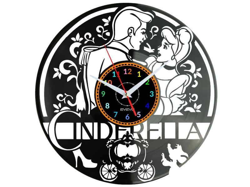 Cinderella Vinyl Zegar Ścienny Płyta Winylowa Nowoczesny Dekoracyjny Na Prezent Urodziny