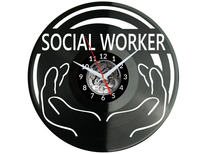 Social Worker Vinyl Zegar Ścienny Płyta Winylowa Nowoczesny Dekoracyjny Na Prezent Urodziny