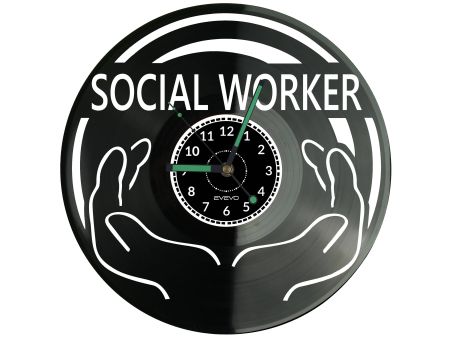 Social Worker Vinyl Zegar Ścienny Płyta Winylowa Nowoczesny Dekoracyjny Na Prezent Urodziny