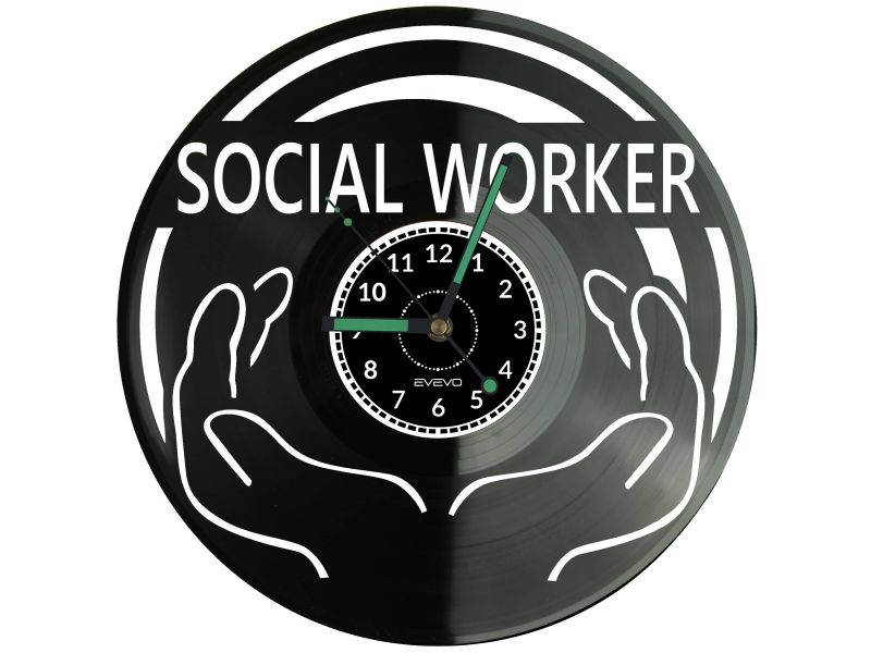 Social Worker Vinyl Zegar Ścienny Płyta Winylowa Nowoczesny Dekoracyjny Na Prezent Urodziny