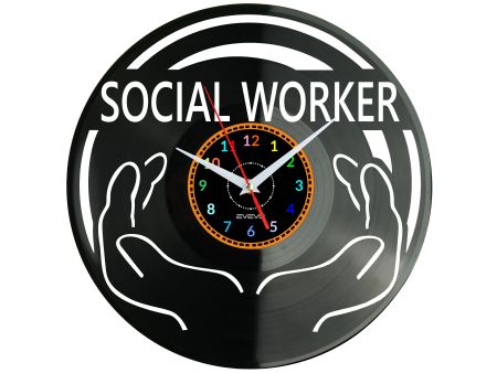 Social Worker Vinyl Zegar Ścienny Płyta Winylowa Nowoczesny Dekoracyjny Na Prezent Urodziny