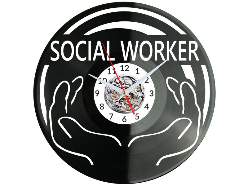 Social Worker Vinyl Zegar Ścienny Płyta Winylowa Nowoczesny Dekoracyjny Na Prezent Urodziny