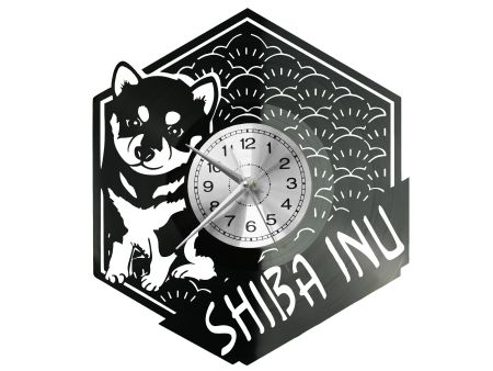 Shiba Inu Vinyl Zegar Ścienny Płyta Winylowa Nowoczesny Dekoracyjny Na Prezent Urodziny