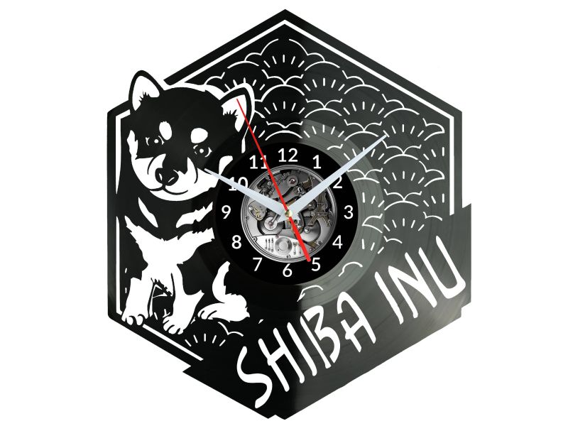 Shiba Inu Vinyl Zegar Ścienny Płyta Winylowa Nowoczesny Dekoracyjny Na Prezent Urodziny