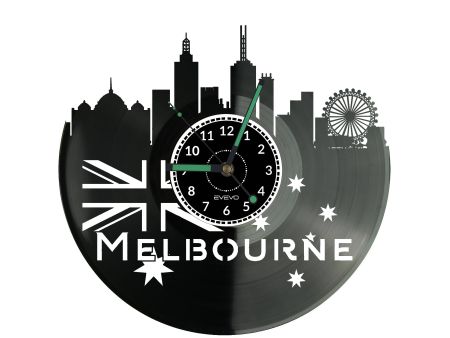 Melbourne Vinyl Zegar Ścienny Płyta Winylowa Nowoczesny Dekoracyjny Na Prezent Urodziny