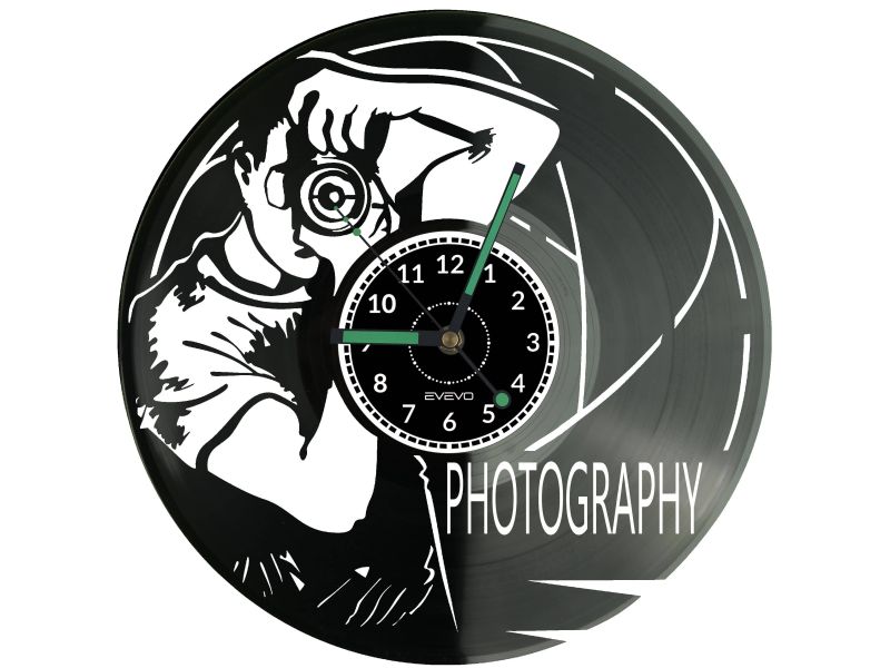 Fotograf Vinyl Zegar Ścienny Płyta Winylowa Nowoczesny Dekoracyjny Na Prezent Urodziny