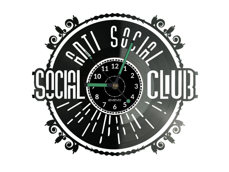 Anti Social Social Club Vinyl Zegar Ścienny Płyta Winylowa Nowoczesny Dekoracyjny Na Prezent Urodziny