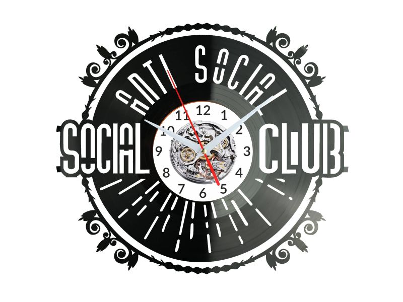 Anti Social Social Club Vinyl Zegar Ścienny Płyta Winylowa Nowoczesny Dekoracyjny Na Prezent Urodziny