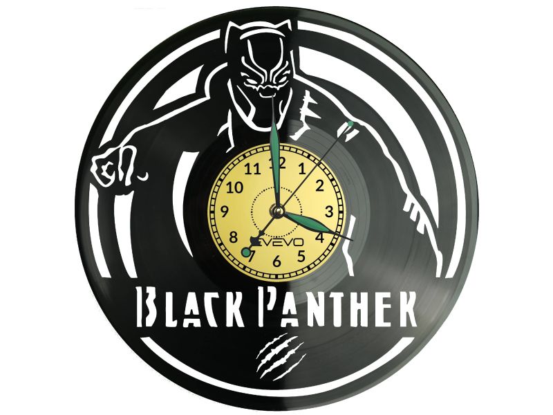 Black Panther Vinyl Zegar Ścienny Płyta Winylowa Nowoczesny Dekoracyjny Na Prezent Urodziny