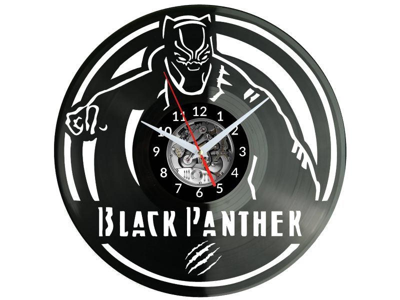 Black Panther Vinyl Zegar Ścienny Płyta Winylowa Nowoczesny Dekoracyjny Na Prezent Urodziny