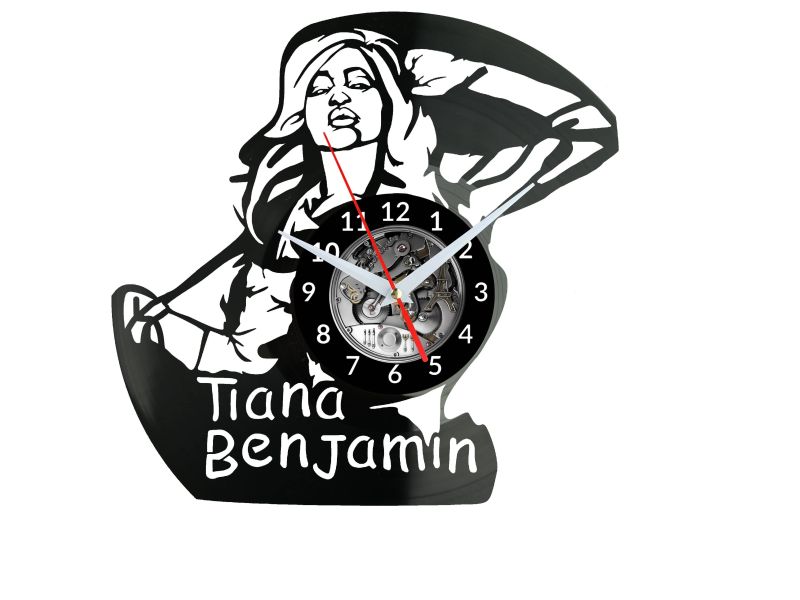 Tiana Benjamin Vinyl Zegar Ścienny Płyta Winylowa Nowoczesny Dekoracyjny Na Prezent Urodziny