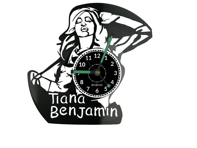 Tiana Benjamin Vinyl Zegar Ścienny Płyta Winylowa Nowoczesny Dekoracyjny Na Prezent Urodziny