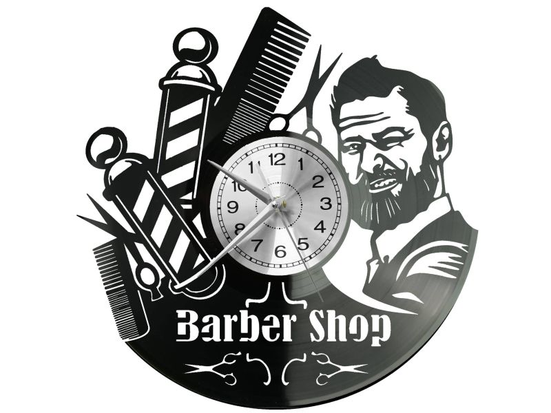 Barber Shop  Zegar Ścienny Płyta Winylowa Nowoczesny Dekoracyjny Na Prezent Urodziny