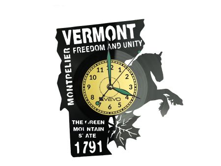 Vermont Stan USA Zegar Ścienny Płyta Winylowa Nowoczesny Dekoracyjny Na Prezent Urodziny