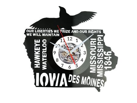 Iowa Stan USA Zegar Ścienny Płyta Winylowa Nowoczesny Dekoracyjny Na Prezent Urodziny