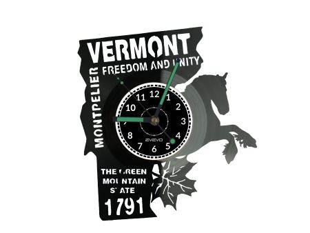 Vermont Stan USA Zegar Ścienny Płyta Winylowa Nowoczesny Dekoracyjny Na Prezent Urodziny