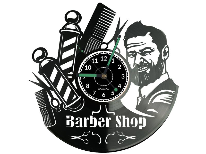 Barber Shop  Zegar Ścienny Płyta Winylowa Nowoczesny Dekoracyjny Na Prezent Urodziny