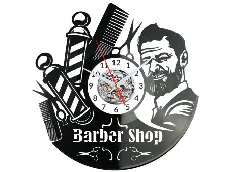 Barber Shop  Zegar Ścienny Płyta Winylowa Nowoczesny Dekoracyjny Na Prezent Urodziny