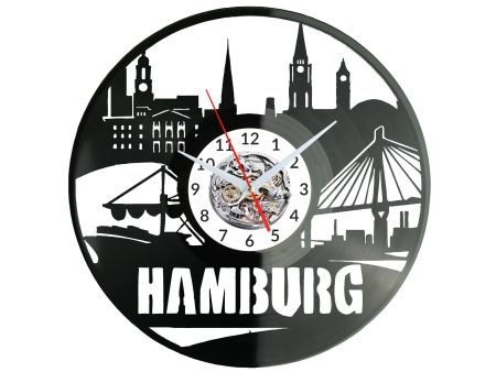 Hamburg Zegar Ścienny Płyta Winylowa Nowoczesny Dekoracyjny Na Prezent Urodziny