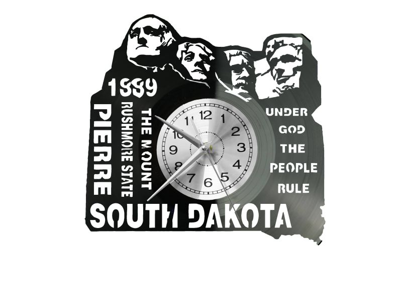 South Dakota Zegar Ścienny Płyta Winylowa Nowoczesny Dekoracyjny Na Prezent Urodziny