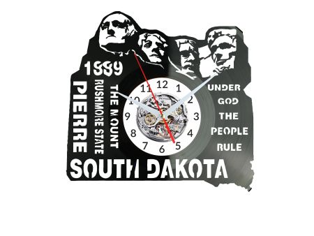 South Dakota Zegar Ścienny Płyta Winylowa Nowoczesny Dekoracyjny Na Prezent Urodziny