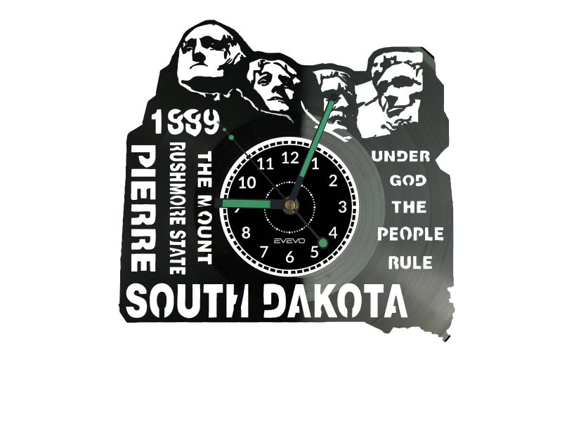 South Dakota Zegar Ścienny Płyta Winylowa Nowoczesny Dekoracyjny Na Prezent Urodziny