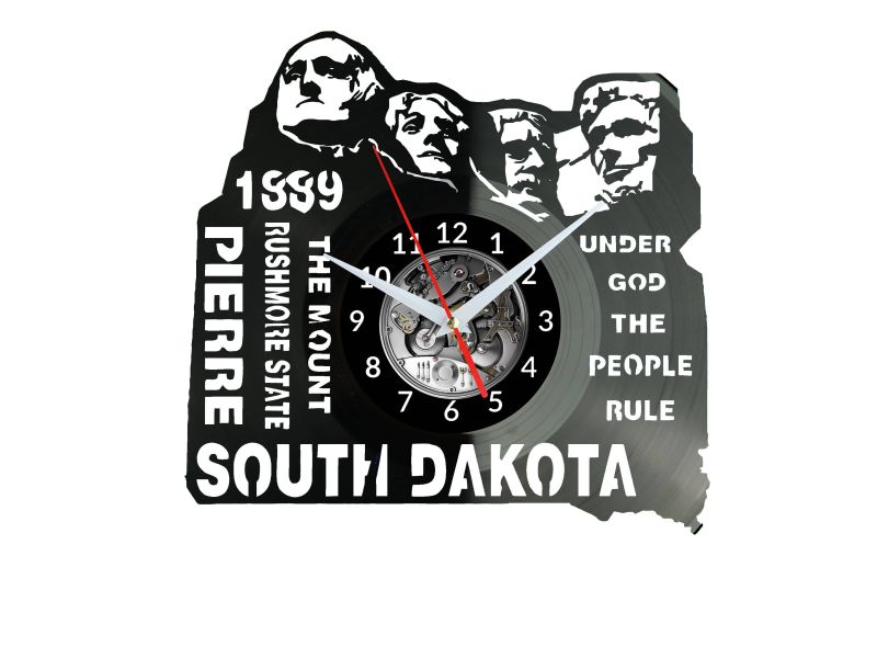 South Dakota Zegar Ścienny Płyta Winylowa Nowoczesny Dekoracyjny Na Prezent Urodziny