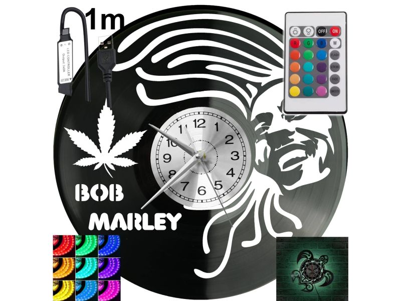 Bob Marley Zegar Ścienny Podświetlany LED RGB Na Pilota Płyta Winylowa Nowoczesny Dekoracyjny Na Prezent Urodziny