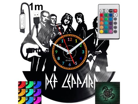 Def Leppard Zegar Ścienny Podświetlany LED RGB Na Pilota Płyta Winylowa Nowoczesny Dekoracyjny Na Prezent Urodziny