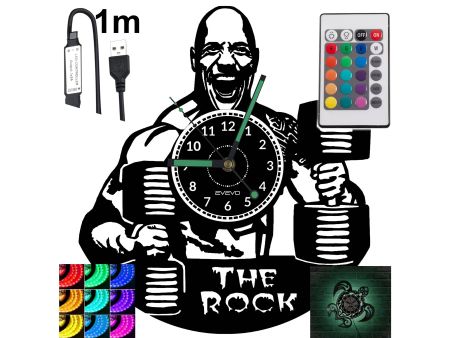 DWAYNE THE ROCK JOHNSON Zegar Ścienny Podświetlany LED RGB Na Pilota Płyta Winylowa Nowoczesny Dekoracyjny Na Prezent Urodziny