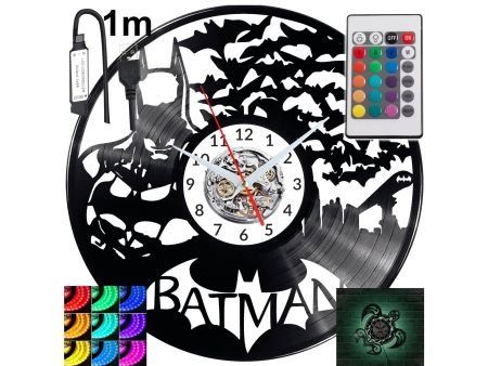 Batman Zegar Ścienny Podświetlany LED RGB Na Pilota Płyta Winylowa Nowoczesny Dekoracyjny Na Prezent Urodziny