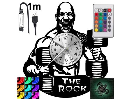 DWAYNE THE ROCK JOHNSON Zegar Ścienny Podświetlany LED RGB Na Pilota Płyta Winylowa Nowoczesny Dekoracyjny Na Prezent Urodziny