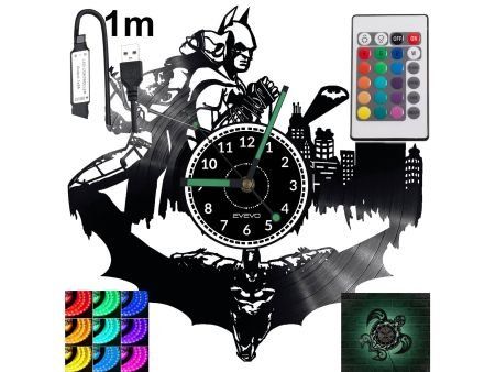 Batman Zegar Ścienny Podświetlany LED RGB Na Pilota Płyta Winylowa Nowoczesny Dekoracyjny Na Prezent