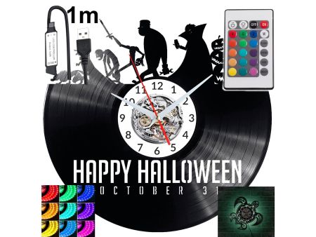 happy halloween Zegar Ścienny Podświetlany LED RGB Na Pilota Płyta Winylowa Nowoczesny Dekoracyjny Na Prezent