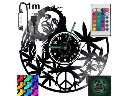 Bob Marley Zegar Ścienny Podświetlany LED RGB Na Pilota Płyta Winylowa Nowoczesny Dekoracyjny Na Prezent