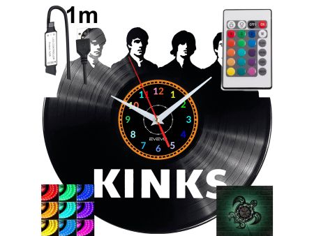 THE KINKS Zegar Ścienny Podświetlany LED RGB Na Pilota Płyta Winylowa Nowoczesny Dekoracyjny Na Prezent