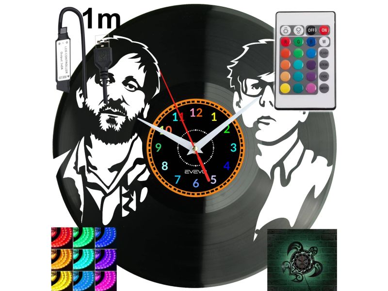 Black Keys Zegar Ścienny Podświetlany LED RGB Na Pilota Płyta Winylowa Nowoczesny Dekoracyjny Na Prezent