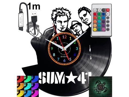 SUM41 Zegar Ścienny Podświetlany LED RGB Na Pilota Płyta Winylowa Nowoczesny Dekoracyjny Na Prezent