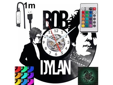 BOB DYLAN Zegar Ścienny Podświetlany LED RGB Na Pilota Płyta Winylowa Nowoczesny Dekoracyjny Na Prezent