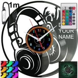 DJ NAME TWOJE IMIĘ Zegar Ścienny Podświetlany LED RGB Na Pilota Płyta Winylowa Nowoczesny Dekoracyjny Na Prezent