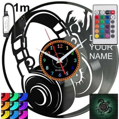 DJ NAME TWOJE IMIĘ Zegar Ścienny Podświetlany LED RGB Na Pilota Płyta Winylowa Nowoczesny Dekoracyjny Na Prezent