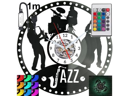 JAZZ MUZYKA Zegar Ścienny Podświetlany LED RGB Na Pilota Płyta Winylowa Nowoczesny Dekoracyjny Na Prezent