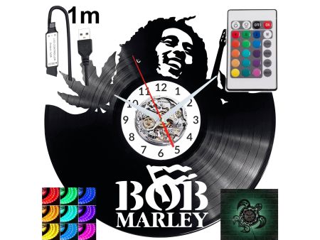 BOB MARLEY Zegar Ścienny Podświetlany LED RGB Na Pilota Płyta Winylowa Nowoczesny Dekoracyjny Na Prezent