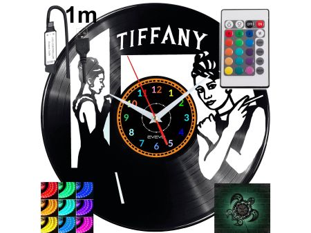 BREAKFAST AT TIFFANY’S Zegar Ścienny Podświetlany LED RGB Na Pilota Płyta Winylowa Nowoczesny Dekoracyjny Na Prezent