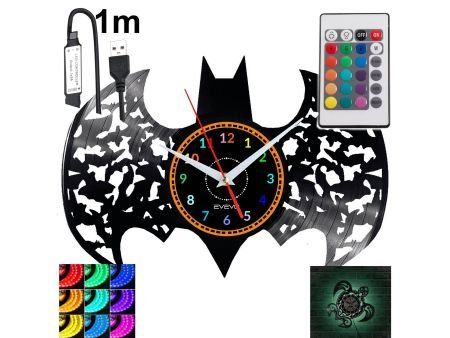 BATMAN Zegar Ścienny Podświetlany LED RGB Na Pilota Płyta Winylowa Nowoczesny Dekoracyjny Na Prezent