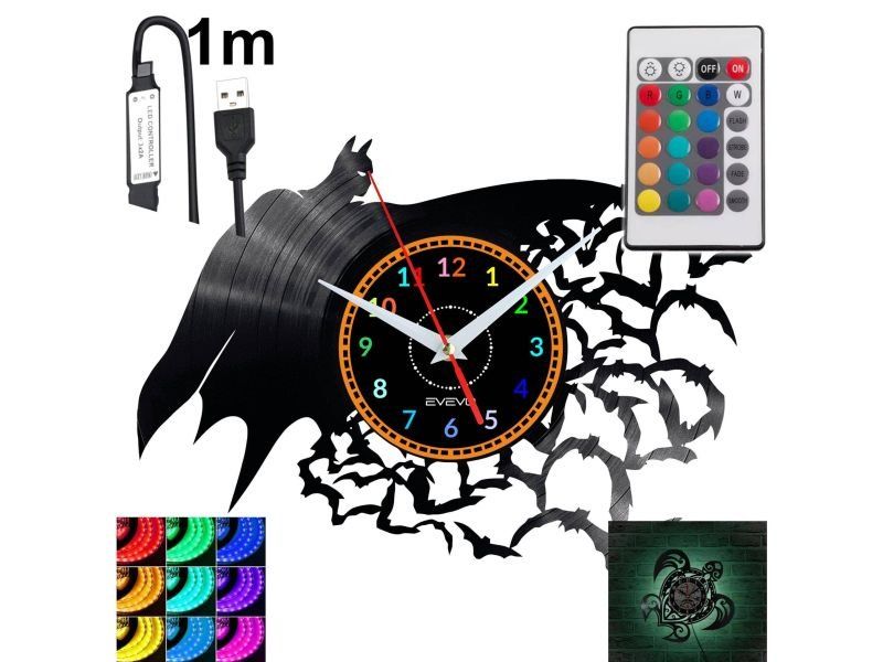 BATMAN Zegar Ścienny Podświetlany LED RGB Na Pilota Płyta Winylowa Nowoczesny Dekoracyjny Na Prezent